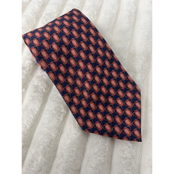 Gucci Tie Men’s Pink And Navy Pottery Pattern Silk Italy - Picture 1 of 6